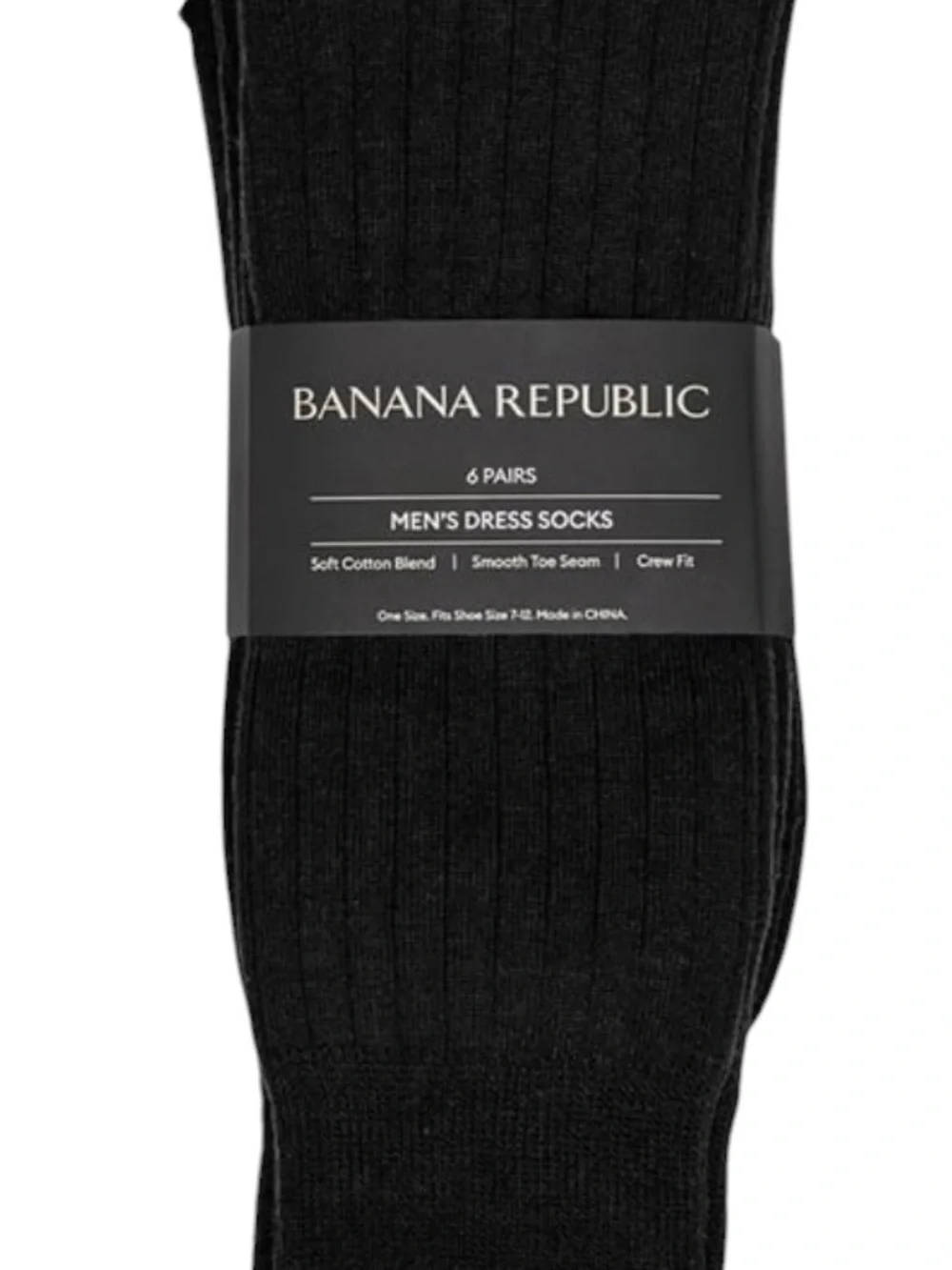 NWT/Banana Republic Men's Dress Sock, 6-pair/True Black